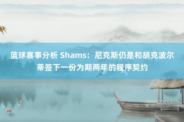 篮球赛事分析 Shams：尼克斯仍是和胡克波尔蒂签下一份为期两年的程序契约