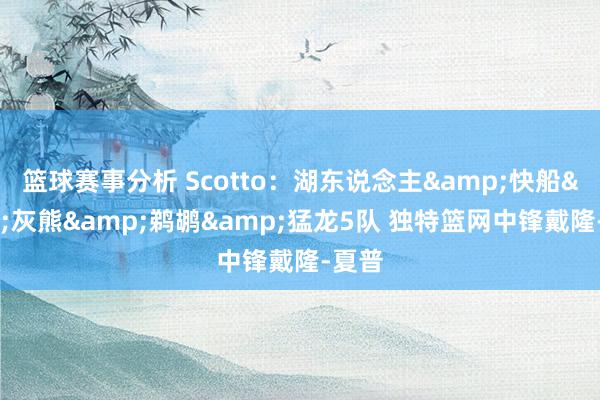 篮球赛事分析 Scotto：湖东说念主&快船&灰熊&鹈鹕&猛龙5队 独特篮网中锋戴隆-夏普